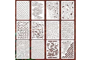 CIATBYYJ 12 Stück Geometrische Texturen Schablonen Malen,Wiederverwendbar Handwerksartikel Stencil,DIY Schablonen Textilgestaltung,für Scrapbooking,Holz-,Wand- und Fliesenmalerei und Andere Bastelprojekte