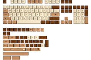‎YUNZII YUNZII Coffee Cat Dye Sub PBT Tastenkappen, PBT benutzerdefinierte Tastenkappen mit Tastenabzieher für Cherry Gateron MX Switches mechanische Gaming-Tastatur (Kirschprofil, Kaffee-Katze)