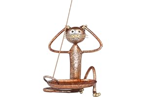 LIVBTS Bruciatore di incenso artigianale per gatti in ferro per meditazione, yoga, spa, pratico raccoglitore di cenere (marrone)