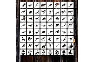 WOFEU 64 PCS Pochoirs pour la peinture, Pochoirs réutilisables pour l'dinosaures 7.6x7.6cm, Pochoirs pour le bricolage Pochoirs de peinture animaux pour la peinture sur le bois et le