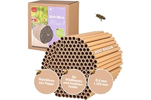 CULT at home 200 Nisthülsen für Wildbienen Insektenhotel Ø 6 mm - Länge 15 cm – Zubehör Füllmaterial Ersatz zum Nachfüllen Bauen und Basteln von Nisthilfen Bienenhotel