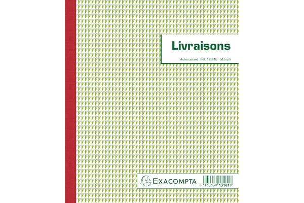Exacompta - Réf- 13161E - Paquet de 5 manifolds LIVRAISONS - 50 feuillets numérotés et autocopiants - triplicatas (1 original plus 2 copies) - format 210 x 180 mm - fabriqué en France