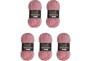 Wollbiene Softy - 5 ovillos de 100 gramos de lana de chenilla para tejer, lana de bebé, 500 g, chenilla muy voluminosa, color rosa envejecido 37