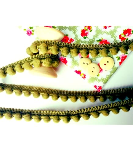 HomeBuy Pearl Pom Pom Bobble Trim - Mini 10mm Pompoms, 1 Meter Turquoise Craft Trim For Sewing Projects