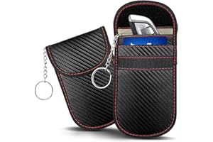 FOVNOT 2 Stück Kohlenstoff Ballaststoff Muster RFID Abschirmung Schlüssel Fall Wagen Schlüssel Signal Abschirmung Tasche Diebstahlsicherung Tasche