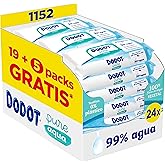 Dodot Toallitas Pure Aqua Para Bebé,1152 Toallitas (24 Packs de 48 Unidades),Ayuda A Restaurar El PH Natural De La Piel, 99% 