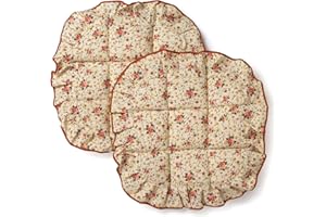 PARAMAISON Cuscini Sedia Provenzale Fissaggio con 4 Alette, Set da 2 pezzi, Imbottito, Non Sfoderabile, Fantasia Rossa, 40x40x4,5 cm