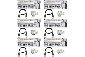 YABOANG PCIE Riser 1x a 16x Espansione Grafica per Bitcoin GPU Mining Powered Riser Scheda Adattatore 8 Condensatori Fissi 3 Opzioni di Alimentazione (6PIN/SATA/4PIN) 2ft Cavo USB 3.0 Confezione da 6