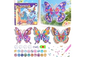 HOLLIVI Arts and Crafts for Kids Age 6 7 8 9 10, Diamond Painting Art for Kids 3D Butterfly Gifts for 8 9 10 Year Old Girls with 21 Diam. Pkgs Girls Toys Gem Art for Kids Birthday Presents Window Decoration