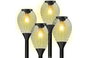 Ortiny Luces Solares LED Exterior Jardin Suelo, 4 Balizas Exterior Jardin IP65 Impermeable Farolillos Solares Exterior Auto ON/OFF, Para Decoracion Jardin Iluminación de Caminos Patio Terreza