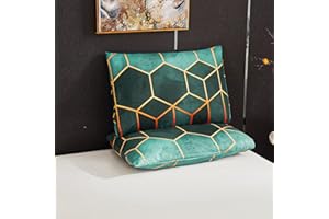 Xiongfeng Mitchell 2 Stück Kissenbezug 40x80cm Grün Geometrisch Kariert Marmor Muster Kopfkissenbezug mit Reißverschluss Microfaser Kissenhülle