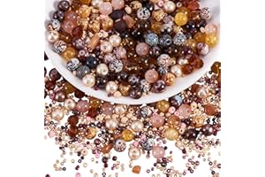 BEEFLYING 1 Pack Assorted Glass Beads for Jewelry Making Adults Glass Crystal Beads Bulk Including 8mm Beads for DIY Jewelry Bracelet Neckalce Phone Lanyard Making Crafts Accessorie (Light Brown)