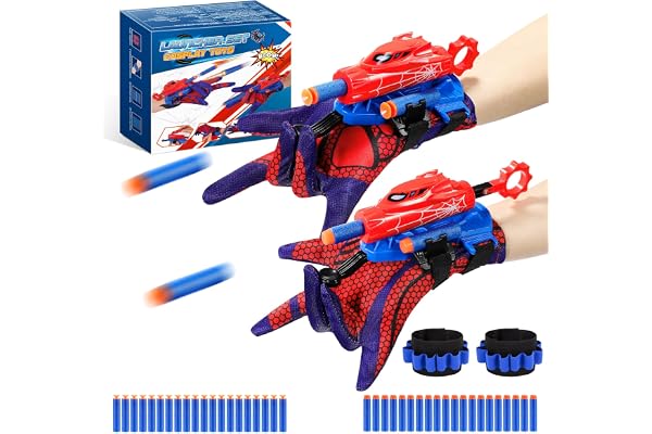 Braxel Jouet Garcon 5 6 7 8 9 10 Ans, Lance Toile d'Araignée Cadeau Garcon Fille 5-12 Ans Deguisement Jouet Enfant 6-11 Ans Garçon Lot de 2 Lanceur de Toile Jeux Exterieur Enfants