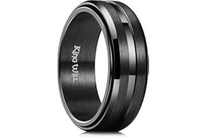 King Will 8mm Spinner Ring for Men & Women - Stainless Steel Fidget Anxiety Ring with High Polish & Brushed Finish | Black, Silver, Gold Unisex Jewelry Gift