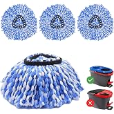 3 x Replacement Mop Heads for Vileda H2PrO | Spin Mop Microfiber Refills, Machine Washable and Reusable, Durable Microfiber H