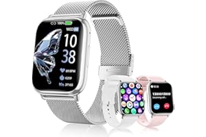 Miecgth Montre Connectée Femme 1.83" TFT Smartwatch avec Bluetooth Fitness 120+ Mode Sport Smart Watch Cardiofrequencemetre SpO2 Cycle Menstruel IP68 Sommeil Podomètre pour Android iOS (Argenté)