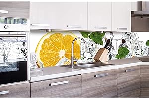 Dimex Küchenrückwand Folie selbstklebend Zitrone UND EIS | Klebefolie - Dekofolie - Spritzschutz für Küche | Made in EU - 260 cm x 60 cm