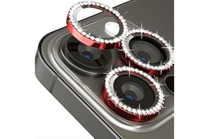 ICARER FAMILY Glitzer Kameraschutz für iPhone 15 Pro 6.1/iPhone 15 Pro Max 6.7 Kamera Schutz Bling,ICARERFAMILY Ultra-Klar HD Clear Diamond Kameraschutz,[ Kratzfest ] Einfach Installieren Hülle Freundllich - Rot