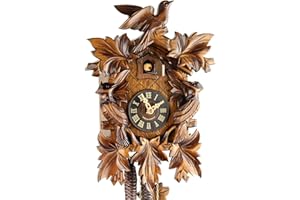 Eble Reloj de cuco original de la Selva Negra, reloj de cuco de madera auténtica, mecanismo mecánico de 1 día, certificado VDS, 35 cm, 32-06-12-10