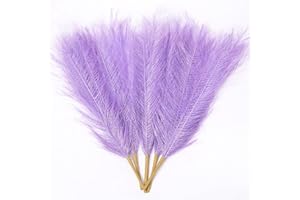 NENJINDZ Artificial Pampas Grass 18''/ 45cm Faux Pampas Grass Boho Home Decor,Fluffy Pampas Grass Dried Floral Filler Artificial Fake Flowers Bouquets for Wedding Bedroom Living Room Decor (Purple)