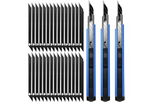 FOSHIO 3 pezza Taglierina di precisione Taglierino Professionale Cutter Utilità Taglierino di Precisione con 30° della Lama 30 Snap-Off Lame 9 mm per Arti Grafiche/Vinile Auto Blu