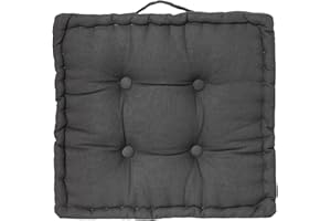 TIENDA EURASIA - Cojines para Sillas de Terraza | Cojín de Suelo Acolchado de Algodón con Asa | Medida 40 x 40 x 8 cm | Ideal para Sillas, Bancos, Palets, Suelo. (Gris Oscuro)