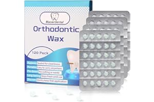 Maoerdental Orthodontic Wax 120 Pack, Easy to Mold Braces Wax, Dental Wax Long-Lasting Hold, Portable and Easy to Tear,Food Grade Relief Wax for Home Travel Office (Mint+Strawberry)