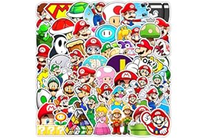 AFFOTO 50 Uds Mario Pegatinas para Botellas de Agua Portátiles,Maleta,Bicicletas,Monopatín,Guitarra,Casco,Equipaje,Coche,Mario Impermeable Stickers de Vinilo para Niños y Niñas,Adolescentes