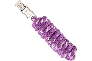Merauno® Lead Rope for Horses, Tie Rope in Various Stylish Designs, Lead Rope, Pony, Donkey, Goat with Panic Hook, Black, Blue, Rose Gold, Beige (Purple, Panic Hook)
