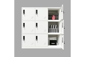MECOLOR Full White Color Metal Office and Home Storage Cabinet Locker with 9 Doors Thin Edge Beautiful Appearance (Full White, 9D)…