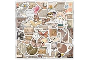 Zhtulck Vintage Sticker, 60 Stücke Aesthetic Aufkleber, Sticker Aesthetic, Boho Aesthetic Stickers Set, Perfekt für Laptop、Gitarre, iPad、Skateboard – Ausdrucksstarke Stickers Kollektion