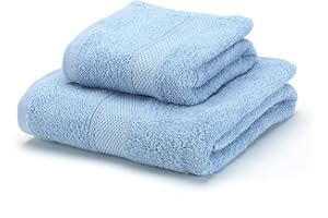 Boncasa - Juego de Toallas - 100% Algodón Peinado (no regenerado) - Calidad Ring Spun - Tacto Suave - 450 gr/m2 (Set 2 Piezas, Azul Claro)