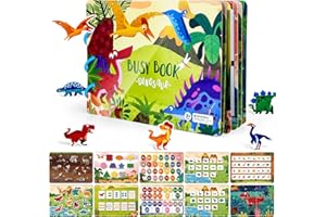 ASTARON Montessori zabawka Busy Book, cicha książka dla małych dzieci, 2, 3, 4, 5, 6 lat, dinozaury, zabawka edukacyjna, prezent dla autyzmu, zabawka sensoryczna