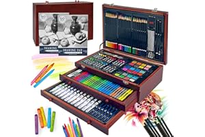 KINSPORY Premium Malkoffer Deluxe 175-teilig Malset für Kinder Anfänger Tolles Buntstifte Set, Wasserfarben, Ölpastellfarbe, zeichenstifte, Bleistifte als Zeichenset Geschenk Kinder
