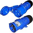 IEC/CEE 16A Plug and Coupler Set - 3 Poles 2P + E - 230V Blue