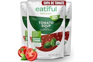 EATIFUL Sopa de Tomate Orgánica, Lista para Comer, Vegana y a Base de Plantas, Sopa Cremosa de Tomates, Sin Conservantes Añadidos, Sin Gluten, NO GMO, 400g (Paquete de 3)
