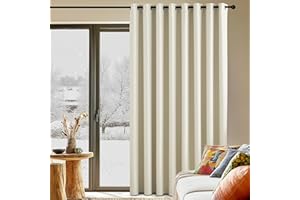 PONY DANCE Rideaux Thermiques à Oeillets - Rideau de Fenêtre Occultants Isolation Thermique Uni Prêt à Poser Energie Ecologique pour Maison, Beige Clair, L 300 x H 225 cm, 1 Pièce
