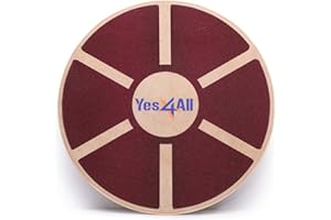 Yes4All B62R Tavola d'equilibrio oscillante in Legno -Tavola oscillante per Terapia Fisica Allenamento di Base, Trainer per la stabilità dell'equilibrio