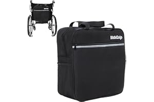 MobiQuip Wheelchair Bag Accessory for Back of Wheelchair, Large Storage Bag for Shopping with Compartments, Waterproof Wheelchair Accessory, Backpack Straps, Black