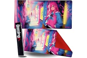 THE GAMING MAT COMPANY La Gaming Mat Company Tapete MTG para Jugador único y Alfombrilla para Mouse - 28" x 14", Neon Girl, Compatible con Magic: The Gathering y Yu-Gi-Oh, Alfombrilla Grande