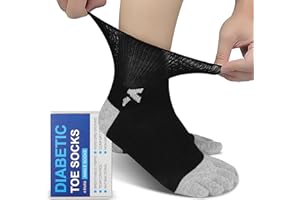 KWUKOTY Diabetic Toe Socks for Women and Men - 4 Pairs, Seamless Loose Fit Non-Binding Cotton Crew Socks