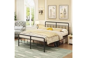 EMODA Super King Bed Frame 6ft with Headboard and Footboard, Metal Bed Frame 46 cm High with Steel Slats Support, Noise Free, Easy Assembly, Black