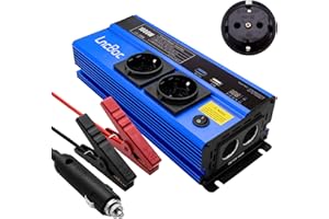 LncBoc Convertisseur 12v 220v 1000W Transformateur de Courant 12 à 230 onduleur Voiture onduleur avec 2 Prises UE et 2 Ports USB(1 QC3.0 Chargeur Rapide de Voiture, 1 USB Ports 2.4A)