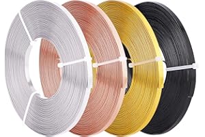 BENECREAT 40m Filo Piatto in Alluminio 4 Colori (5mm di Larghezza) Filo Flessibile per Castone, Anello per Orecchino di Gioielli che fa 10m / Rotolo