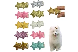 DHER 10 Pieces Clips de Pelo para Mascotas Clips para Mascotas pequeñas Clips de Pelo para Perros Pet Hair Clips Pequeños Clips para Pelo de Animales Super Lindo Tocado para Perro (Las Estrellas)