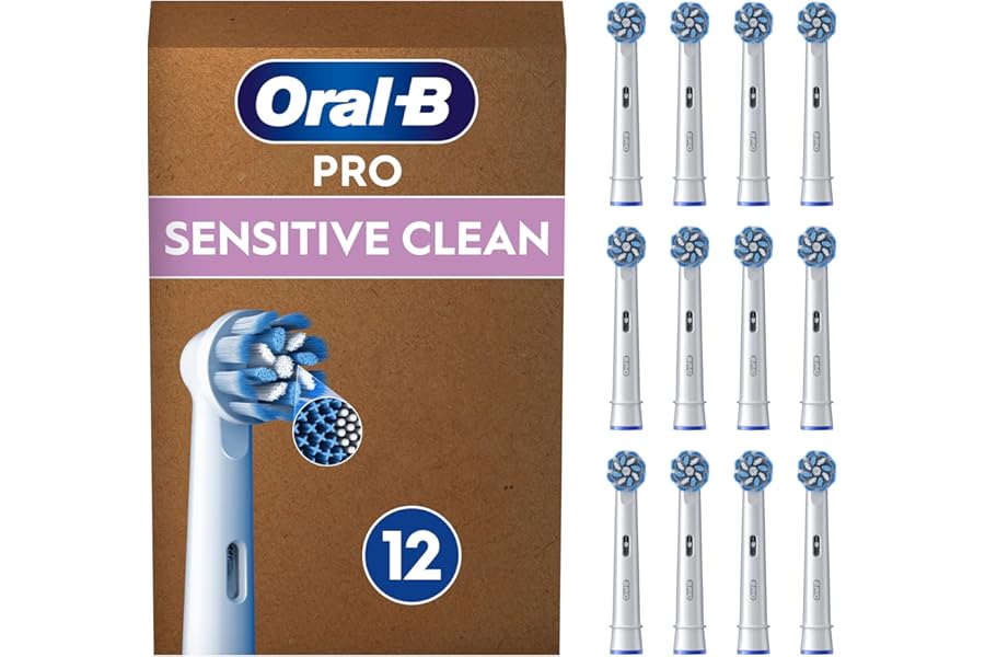 Oral-B Replacement Toothbrush Heads for Oral B Pro Sensitive Clean Electric Toothbrush, 12 Heads, Pack Suitable for Letterhole