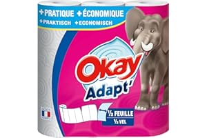 Okay Adapt - Essuie-tout demi-feuille Blanc - lot de 4 paquets de 3 rouleaux