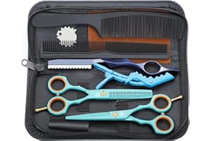 Purple Dragon - Set di forbici da taglio con rasoio, 14 cm, in titanio professionale, per parrucchiere, barbiere, per sfoltire e testurizzare i capelli, per parrucchieri professionali o uso domestico