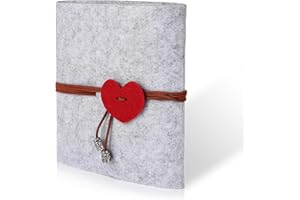 CHOLINCHIN Mini Album Fotografico autofilettante Cuore in Feltro, Album Famiglia Fai da Te,Anniversary Sketchbook,Album Matrimonio fotografici per Ragazze Regali Compleanno -60 Pagine,(Grigio)