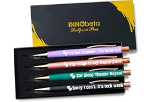 INNObeta Theater Gifts for Women Men, Ballpoint Pen Set of 4 with Quotes, Musical Broadway Theatre Lover Gift for Friends, Actors